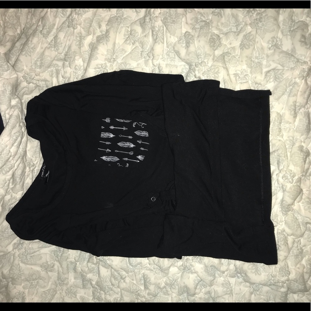 Black long sleeve w/ pocket patterned shirt